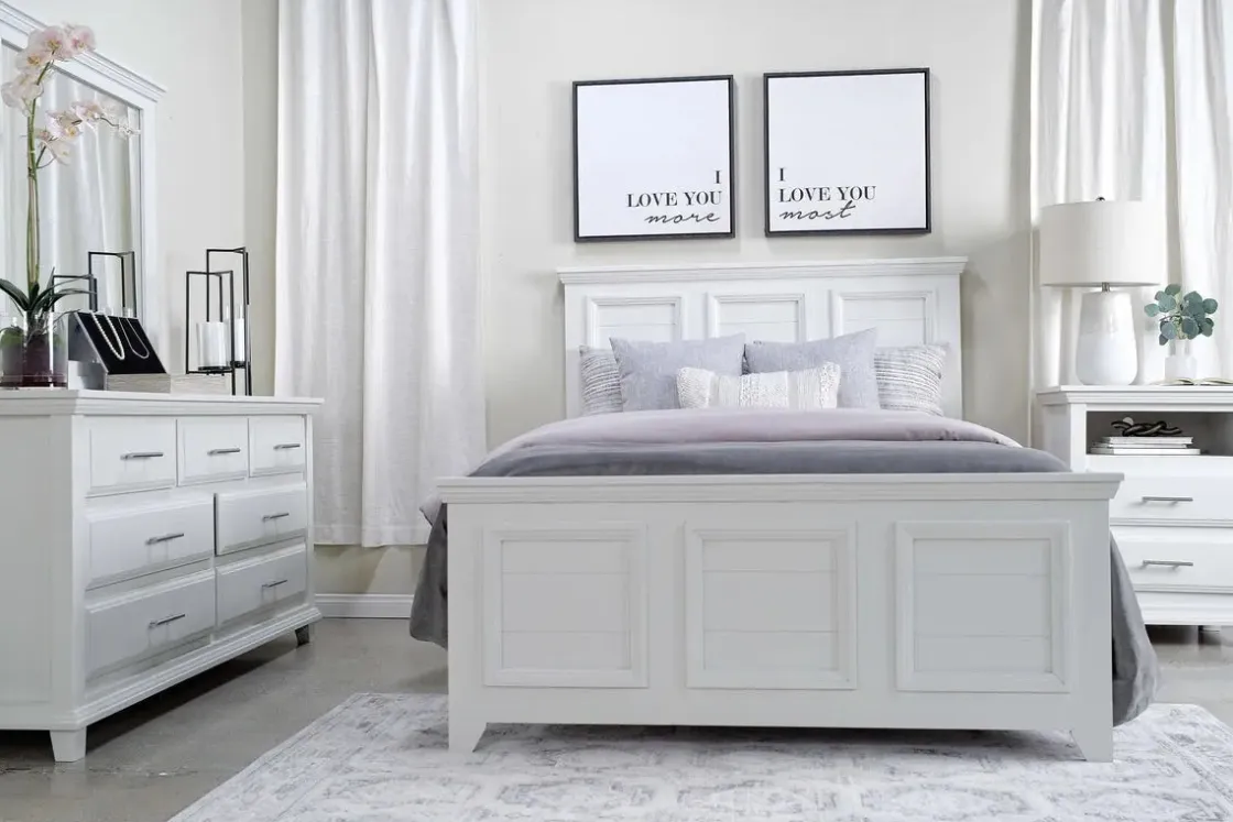 Mor Furniture Bella Panel Bed In White, Twin