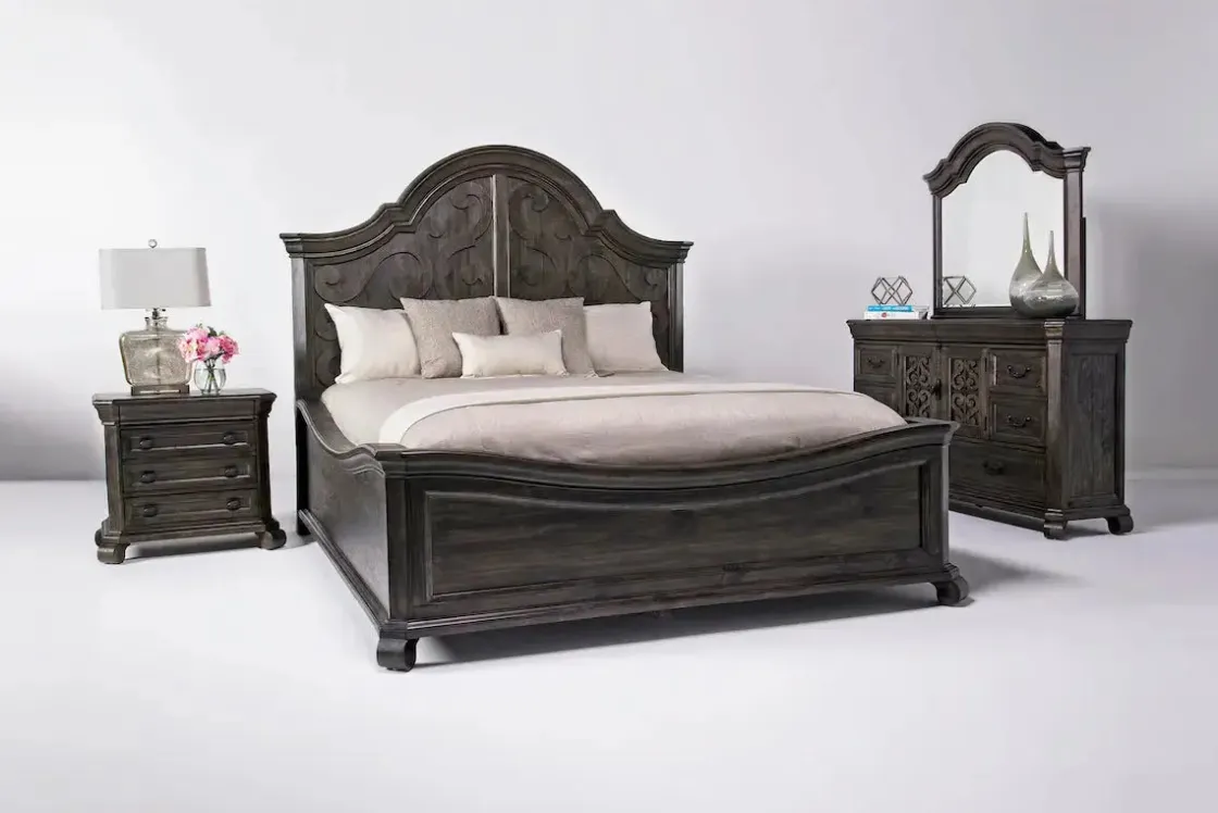 Mor Furniture Bellamy Arch Panel Bed In Charcoal, Eastern King