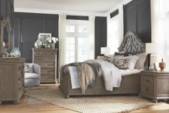 Mor Furniture Bellamy Arch Panel Bed In Charcoal, Eastern King