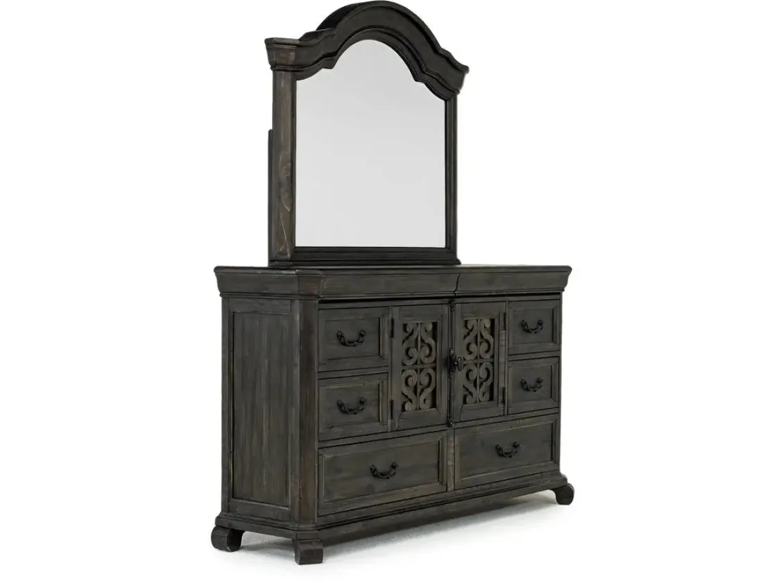 Mor Furniture Bellamy Sleigh Bed, Dresser, Mirror & 4 Drawer Nightstand In , Queen