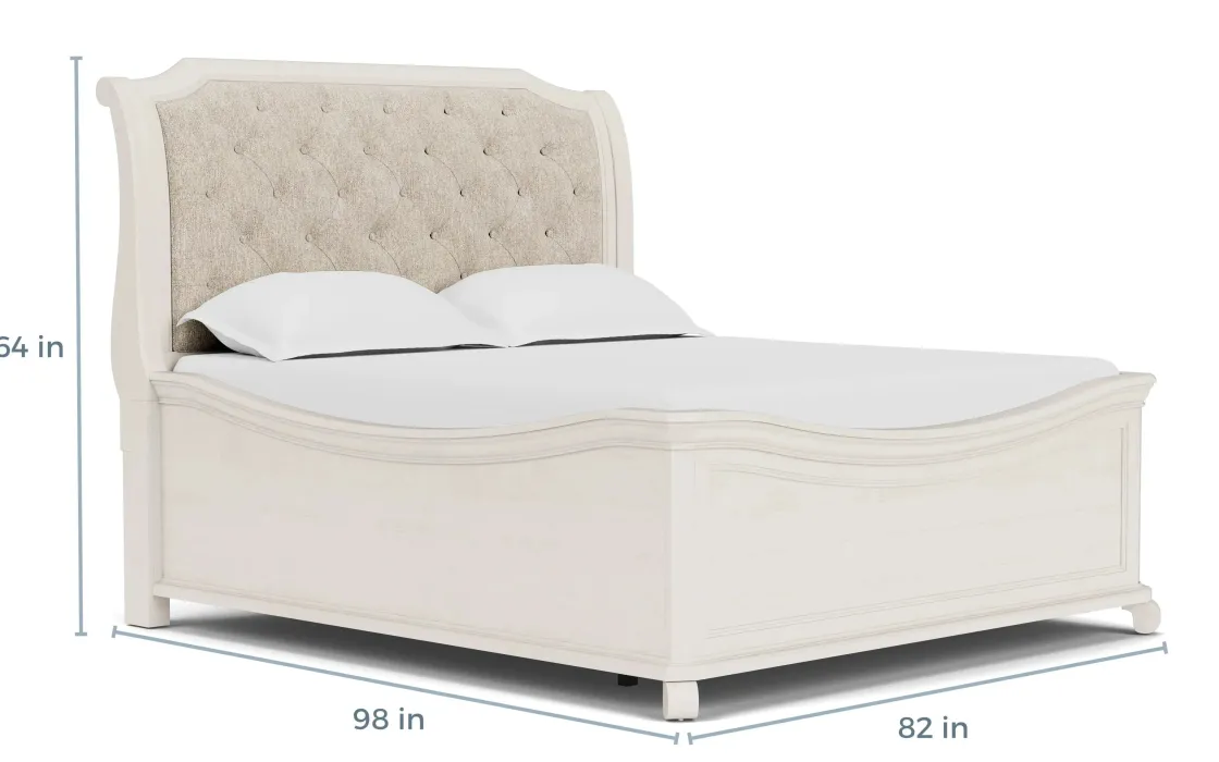 Mor Furniture Bellamy Sleigh Bed W/ Storage In White, Queen