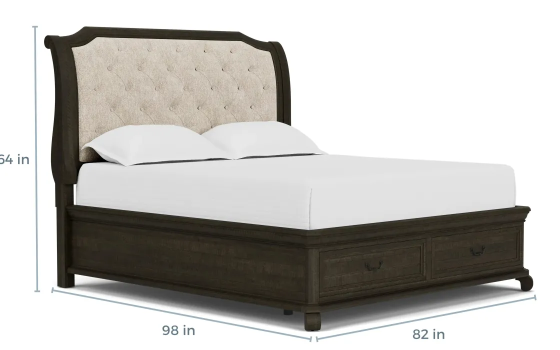 Mor Furniture Bellamy Sleigh Bed W/ Storage In White, Queen