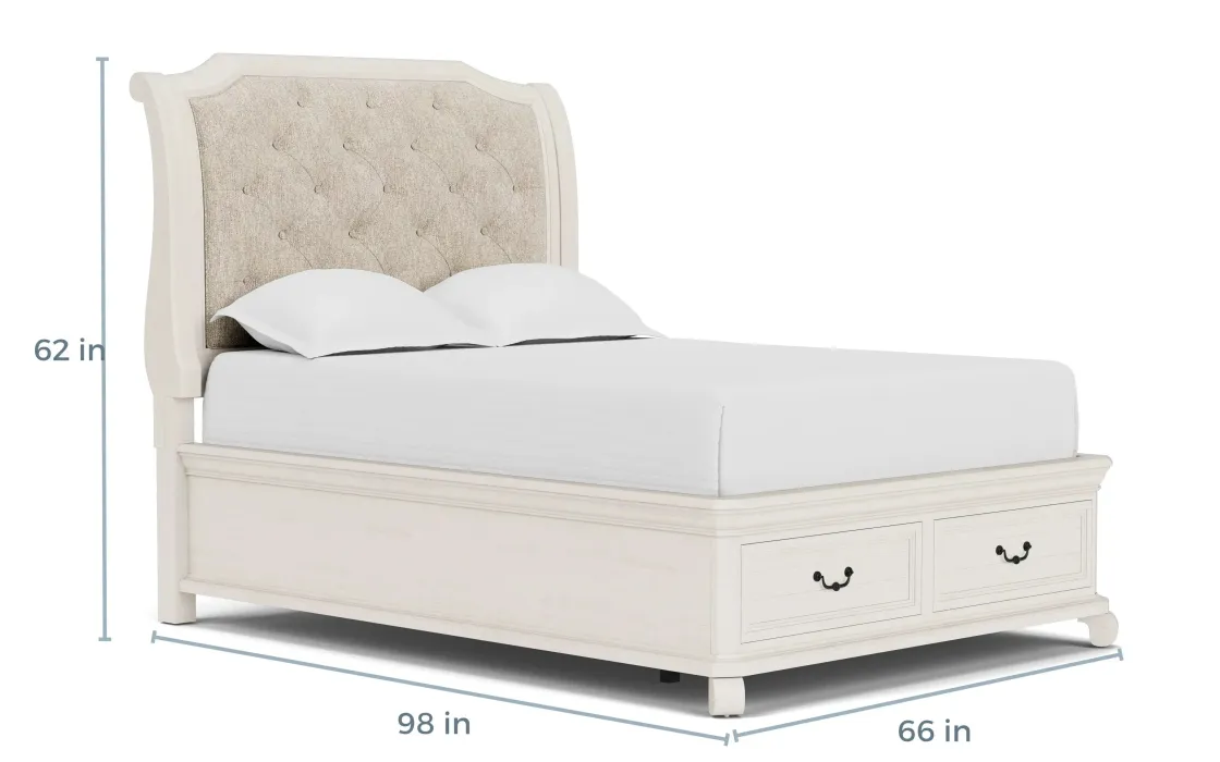 Mor Furniture Bellamy Sleigh Bed W/ Storage In White, Queen