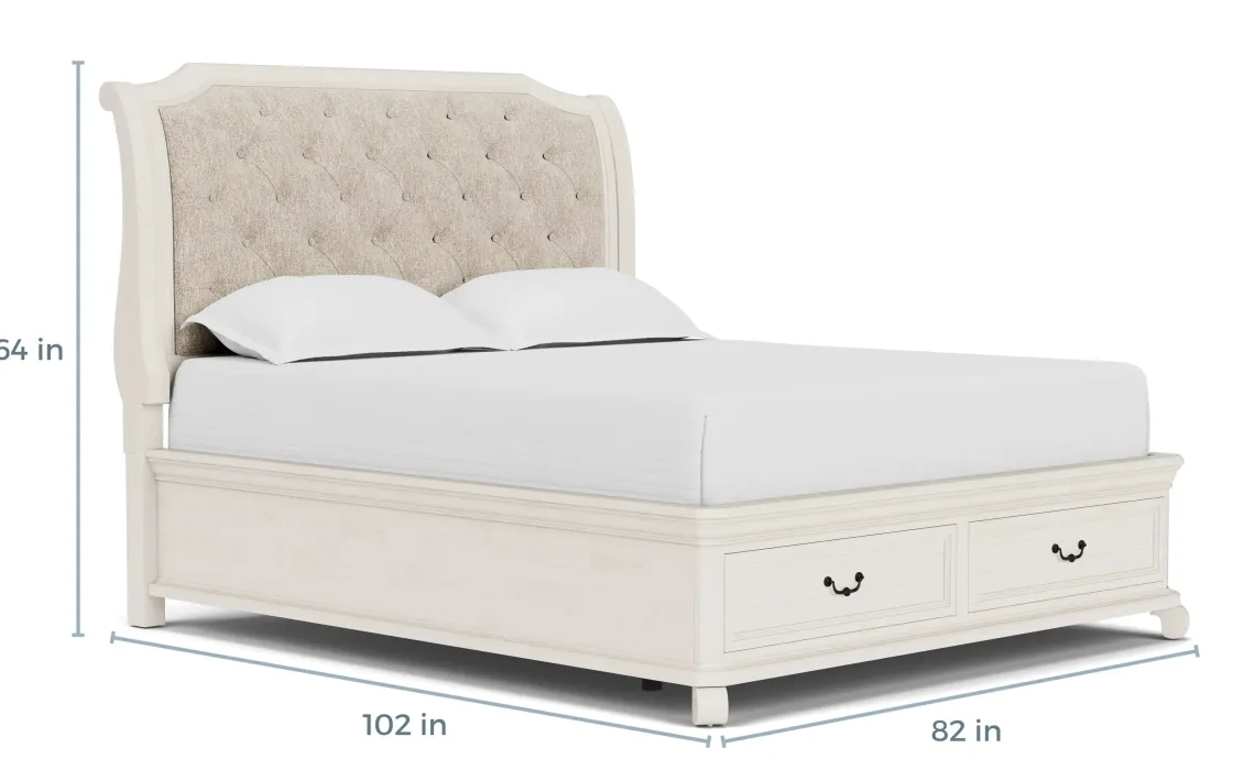 Mor Furniture Bellamy Sleigh Bed W/ Storage In White, Queen