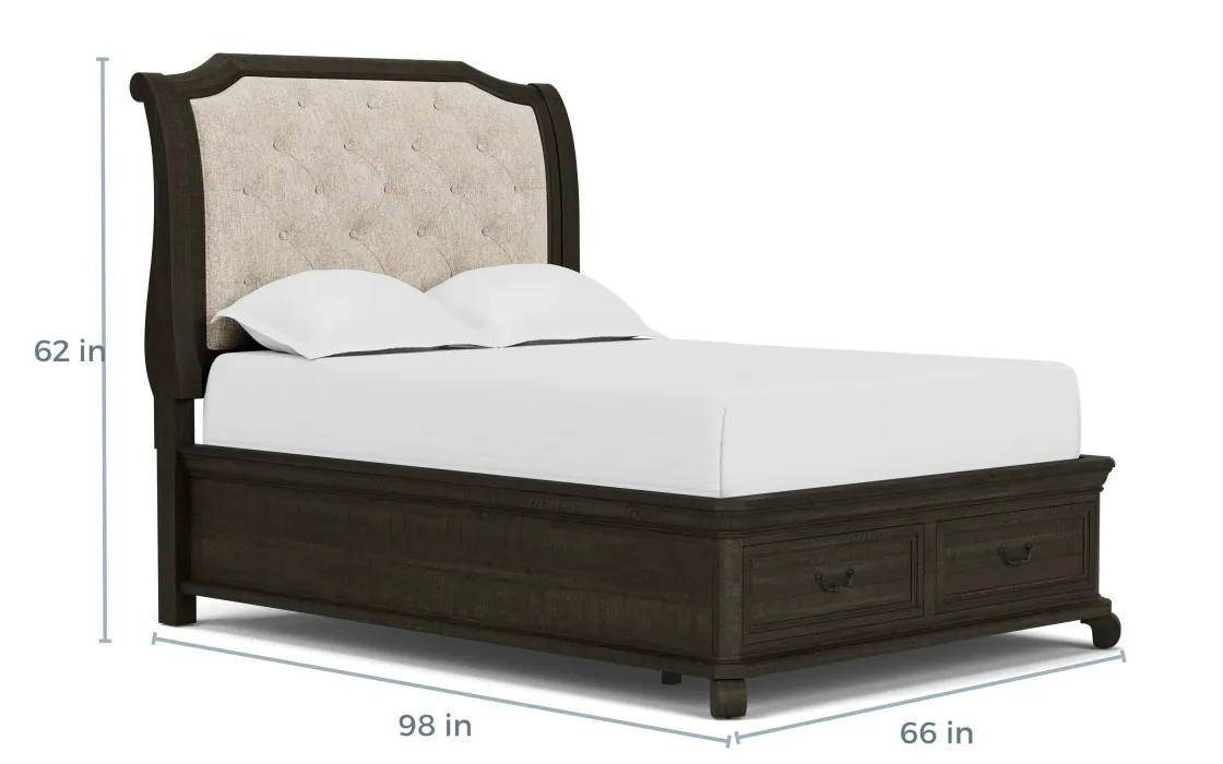 Mor Furniture Bellamy Sleigh Bed W/ Storage In White, Queen