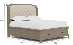 Mor Furniture Bellamy Sleigh Bed W/ Storage In White, Queen