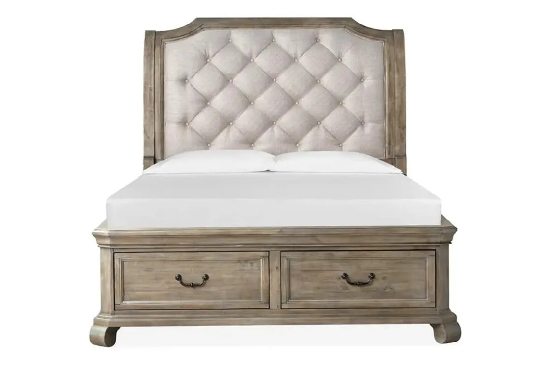 Mor Furniture Bellamy Sleigh Bed W/ Storage In White, Queen