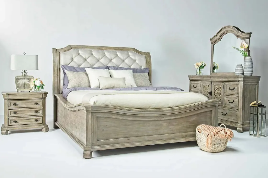 Mor Furniture Bellamy Sleigh Bed W/ Storage In White, Queen