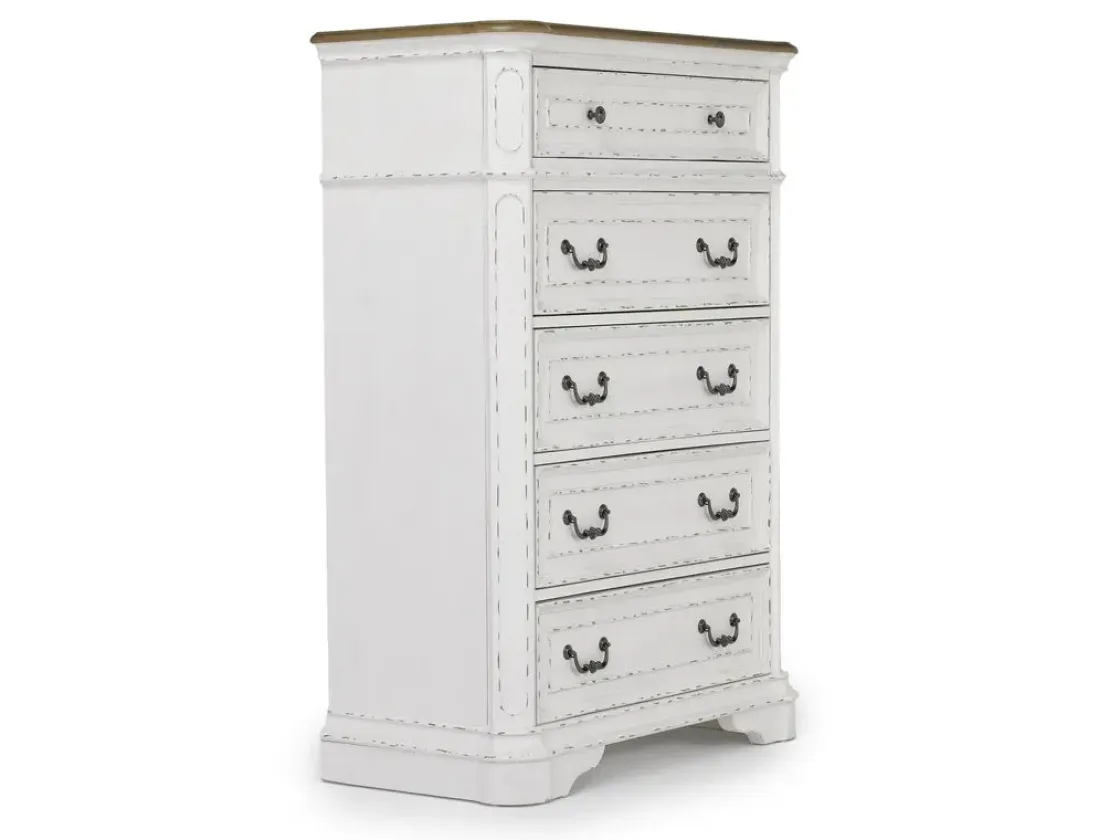 Mor Furniture Bellevue Chest In Antique White & Walnut