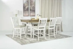 Mor Furniture Bellevue Counter Height Dining Table & 6 Stools In Antique White