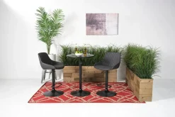 Mor Furniture Bentley Adjustable Height Round Pub Table In Black & 2 Eagle Barstools, Swivel