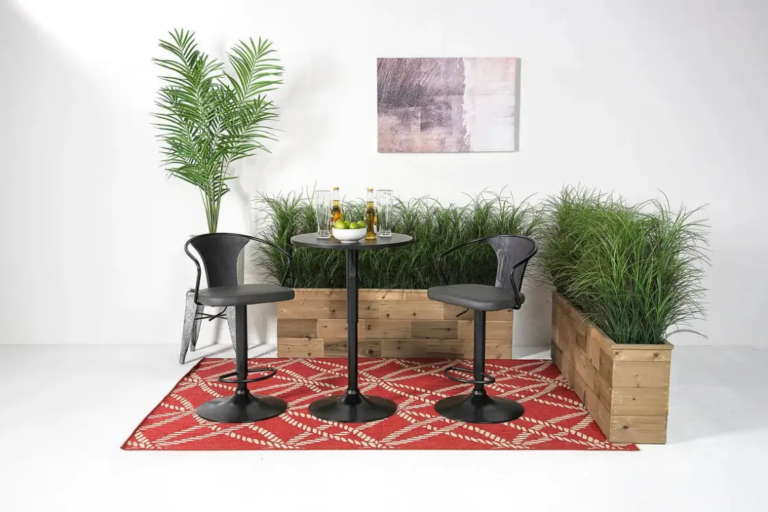 Mor Furniture Bentley Adjustable Height Round Pub Table In Black & 2 Eagle Barstools, Swivel