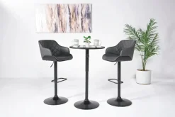 Mor Furniture Bentley Adjustable Height Round Pub Table In Black & 2 Eagle Barstools, Swivel