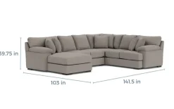 Mor Furniture Bermuda Tux Loveseat Chaise Sectional, Left Facing, Down - Custom Order