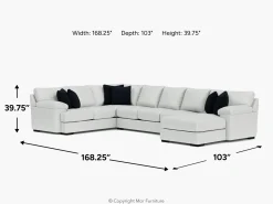 Mor Furniture Bermuda Tux Sofa Chaise Sectional, Left Facing, Down - Custom Order