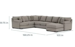 Mor Furniture Bermuda Tux Sofa Chaise Sectional, Left Facing, Down - Custom Order