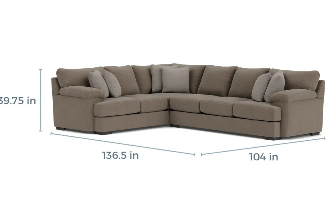 Mor Furniture Bermuda Tux Sofa Sectional, Right Facing, Down - Custom Order