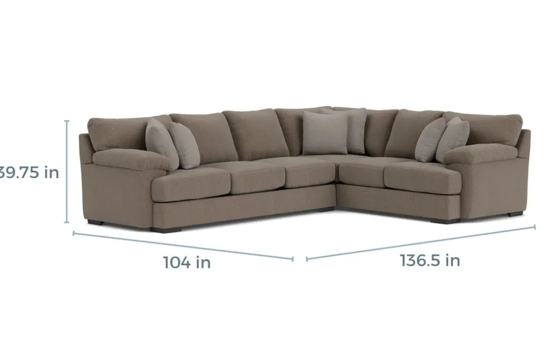 Mor Furniture Bermuda Tux Sofa Sectional, Right Facing, Down - Custom Order