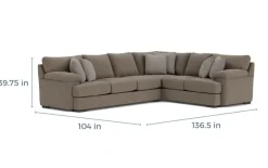 Mor Furniture Bermuda Tux Sofa Sectional, Right Facing, Down - Custom Order