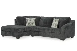 Mor Furniture Biddeford Full Pullout Sofa Chaise In Shadow, Left Facing