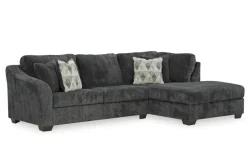Mor Furniture Biddeford Full Pullout Sofa Chaise In Shadow, Left Facing