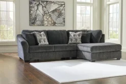 Mor Furniture Biddeford Full Pullout Sofa Chaise In Shadow, Left Facing