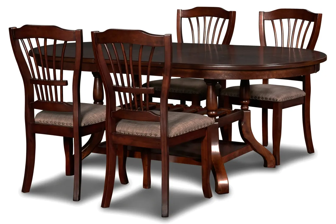 Mor Furniture Bixby Oval Dining Table & 4 Chairs In Espresso