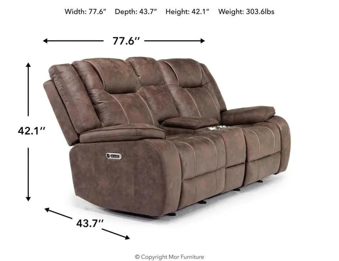 Mor Furniture Blake 2 Power Console Loveseat In
