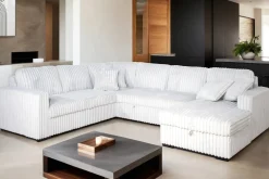 Mor Furniture Bliss Tux Loveseat Chaise Sectional In Mist Gray