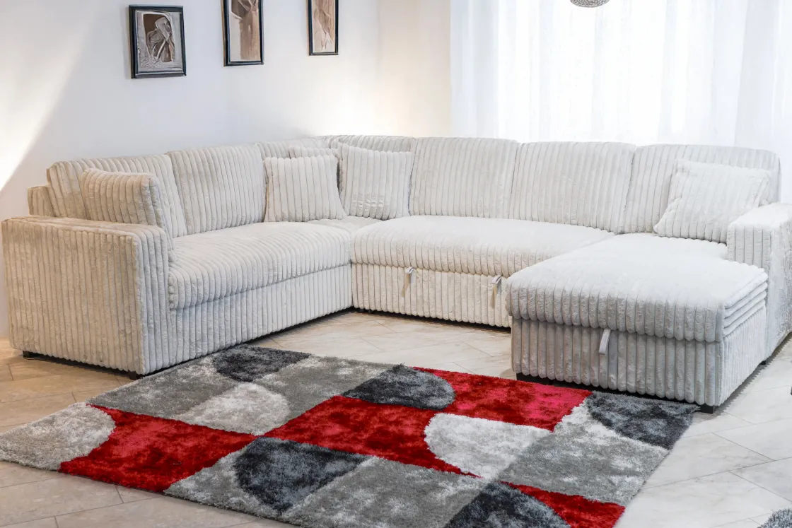 Mor Furniture Bliss Tux Loveseat Chaise Sectional In Mist Gray