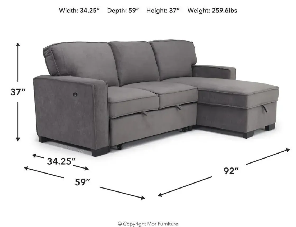 Mor Furniture Bloom Reversible Sofa Chaise In Gray