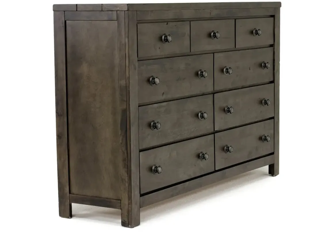 Mor Furniture Blue Ridge Panel Bed, Dresser, Mirror & Nightstand In Rustic Gray, Queen
