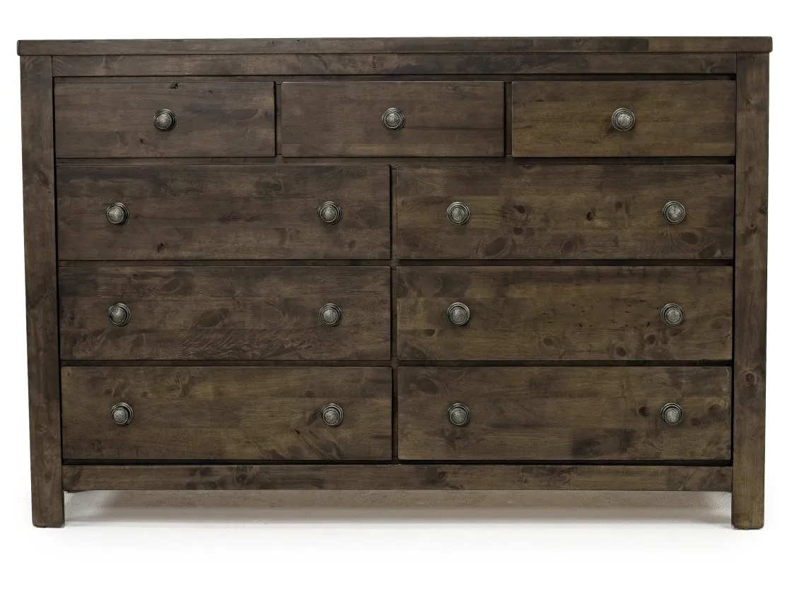 Mor Furniture Blue Ridge Panel Bed, Dresser, Mirror & Nightstand In Rustic Gray, Queen