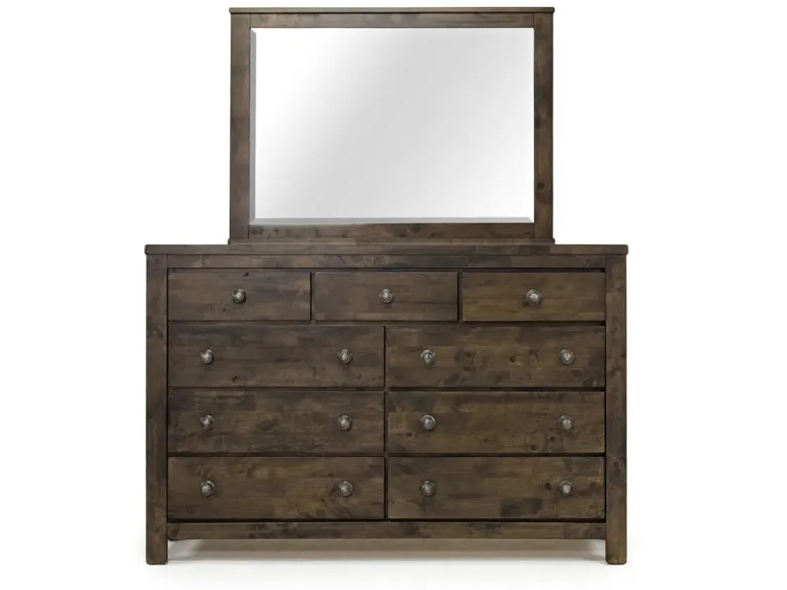 Mor Furniture Blue Ridge Panel Bed, Dresser, Mirror & Nightstand In Rustic Gray, Queen