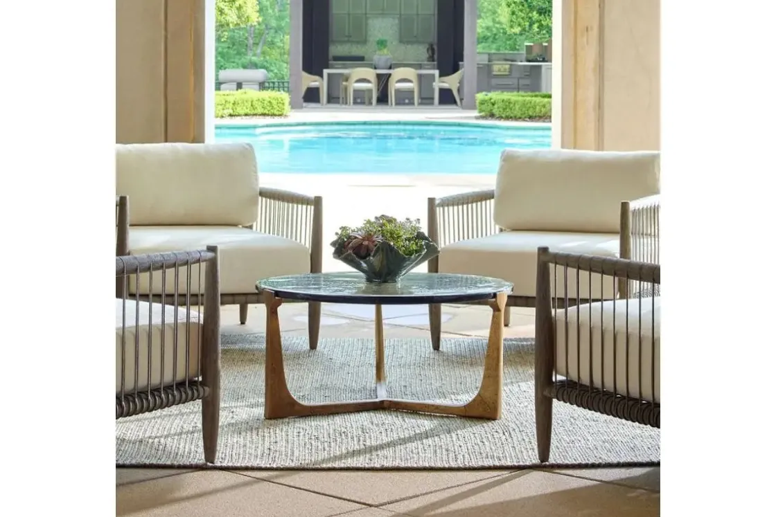 Mor Furniture Bohdi Outdoor Round Coffee Table In Gold