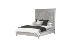Mor Furniture Boho Chic Platform Bed, Dresser, Mirror & Nightstand In Washed White, Full