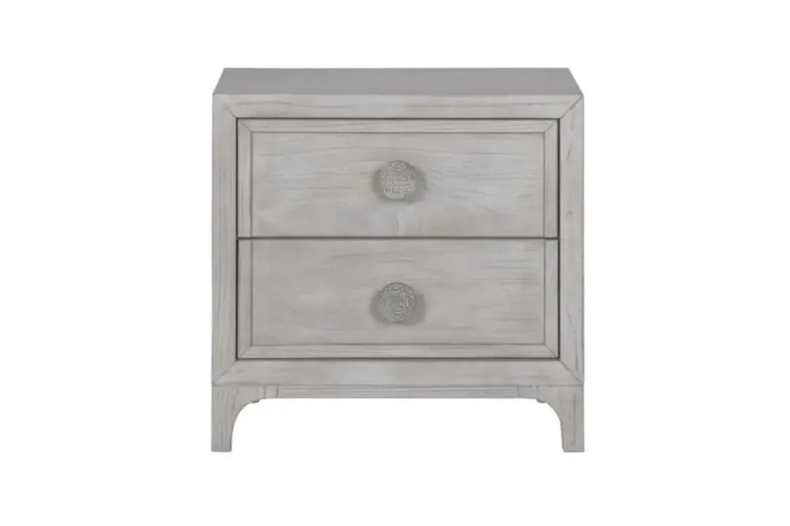 Mor Furniture Boho Chic Platform Bed, Dresser, Mirror & Nightstand In Washed White, Full