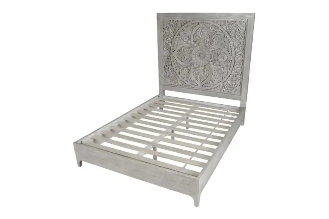Mor Furniture Boho Chic Platform Bed In Washed White, Full