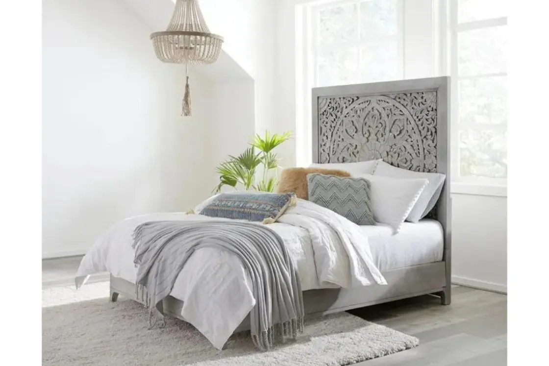 Mor Furniture Boho Chic Platform Bed In Washed White, Full