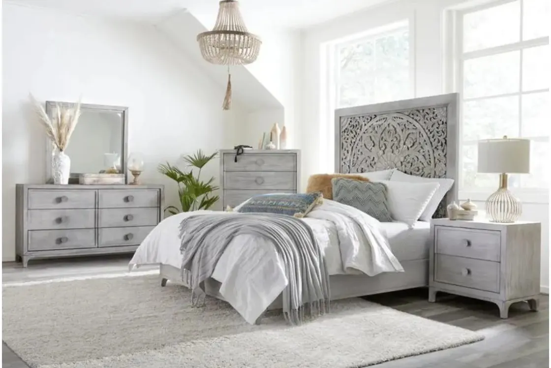 Mor Furniture Boho Chic Platform Bed In Washed White, Full