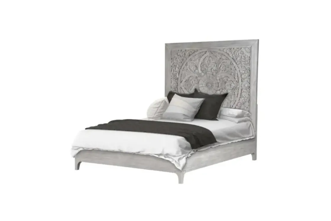 Mor Furniture Boho Chic Platform Bed In Washed White, Full