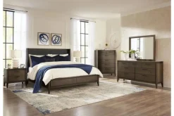 Mor Furniture Boracay Panel Bed W/ Storage, Dresser, Mirror & Nightstand In Wild Oats Brown, Queen
