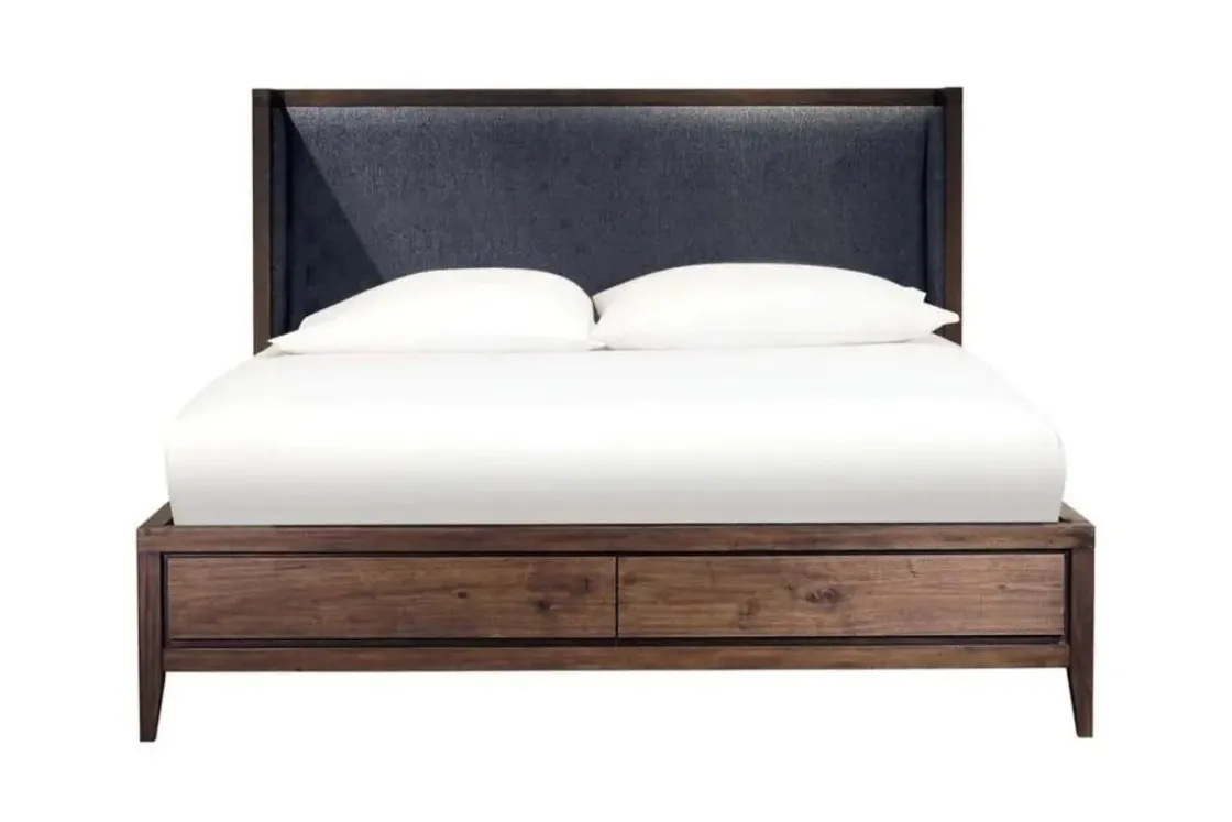 Mor Furniture Boracay Panel Bed W/ Storage In Wild Oats Brown, Queen