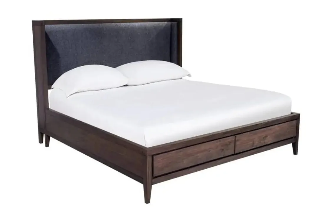 Mor Furniture Boracay Panel Bed W/ Storage In Wild Oats Brown, Queen