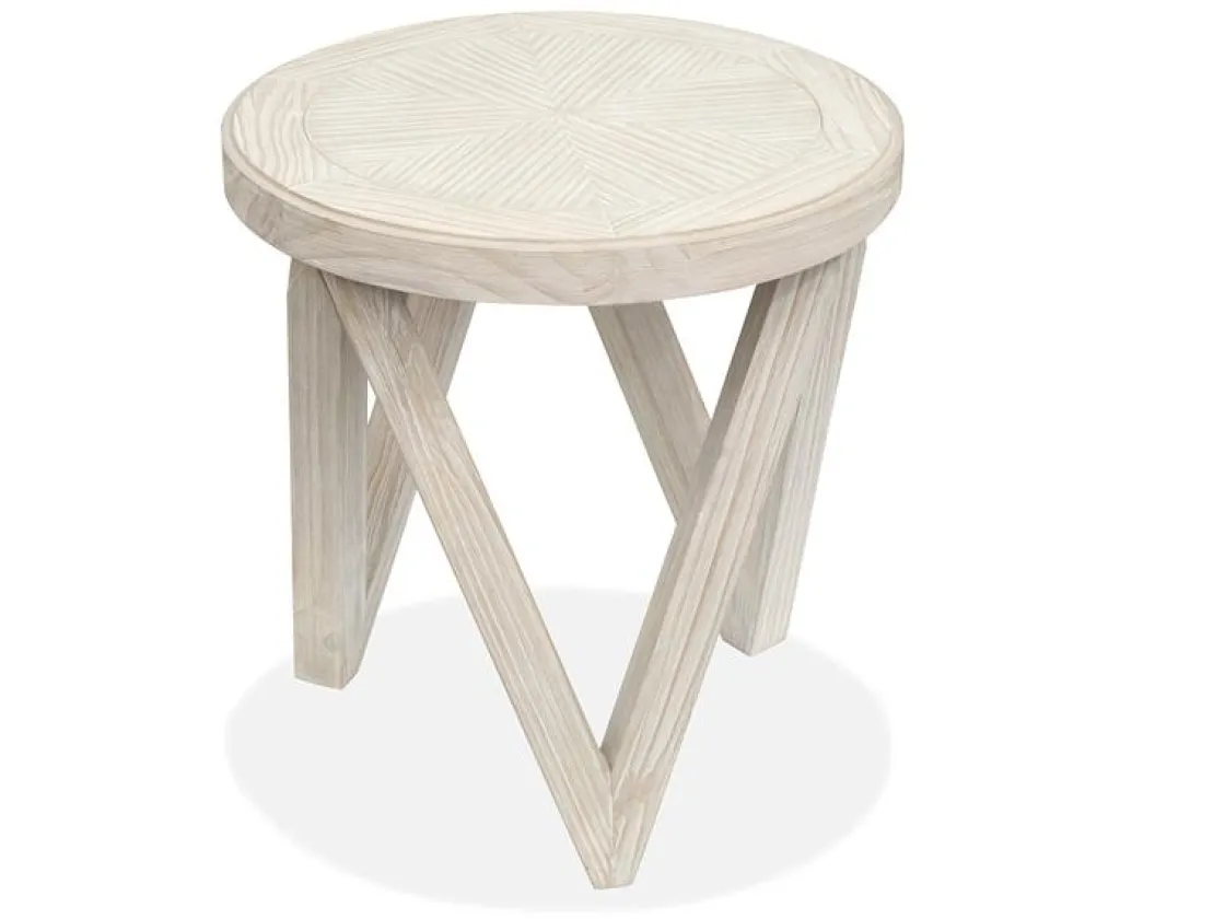 Mor Furniture Bostwick Round End Table In Coconut Cream