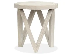 Mor Furniture Bostwick Round End Table In Coconut Cream