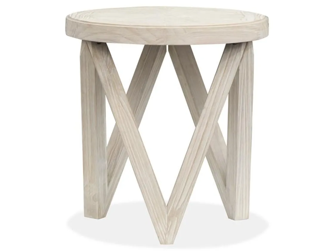 Mor Furniture Bostwick Round End Table In Coconut Cream