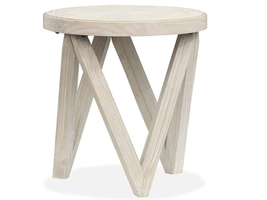 Mor Furniture Bostwick Round End Table In Coconut Cream