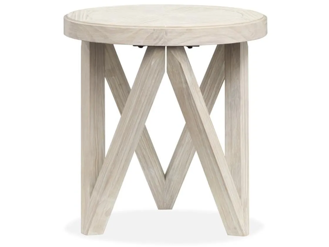 Mor Furniture Bostwick Round End Table In Coconut Cream