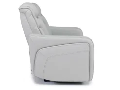 Mor Furniture Bowden 2 Power Console Loveseat W/ Cooler In Blanca Light Gray Leather